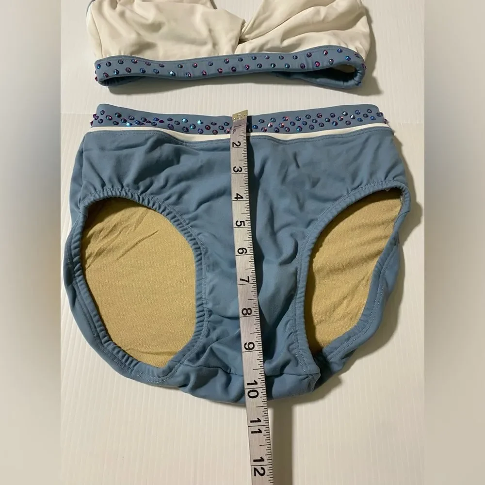 Second Skin Custom solo dance costume convention blue white 2 piece XSA adult